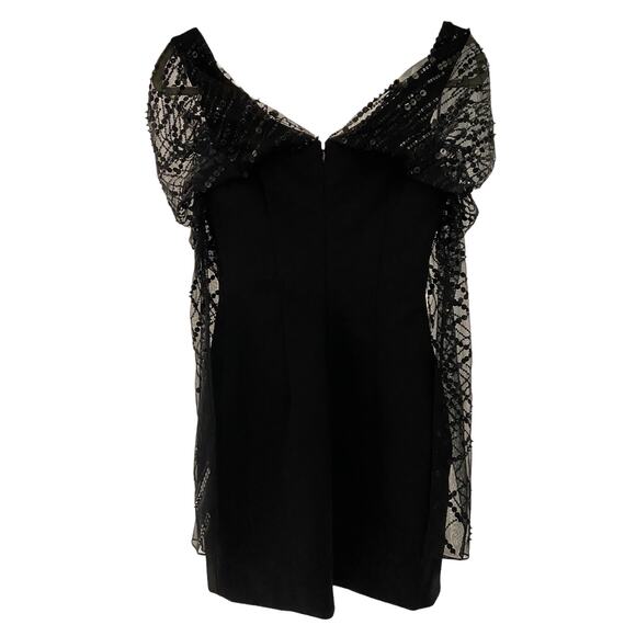 FWRD Cushnie Off The Shoulder Mini Dress Sequin Embellished Tulle Sleeve Size 0 - Picture 4 of 14